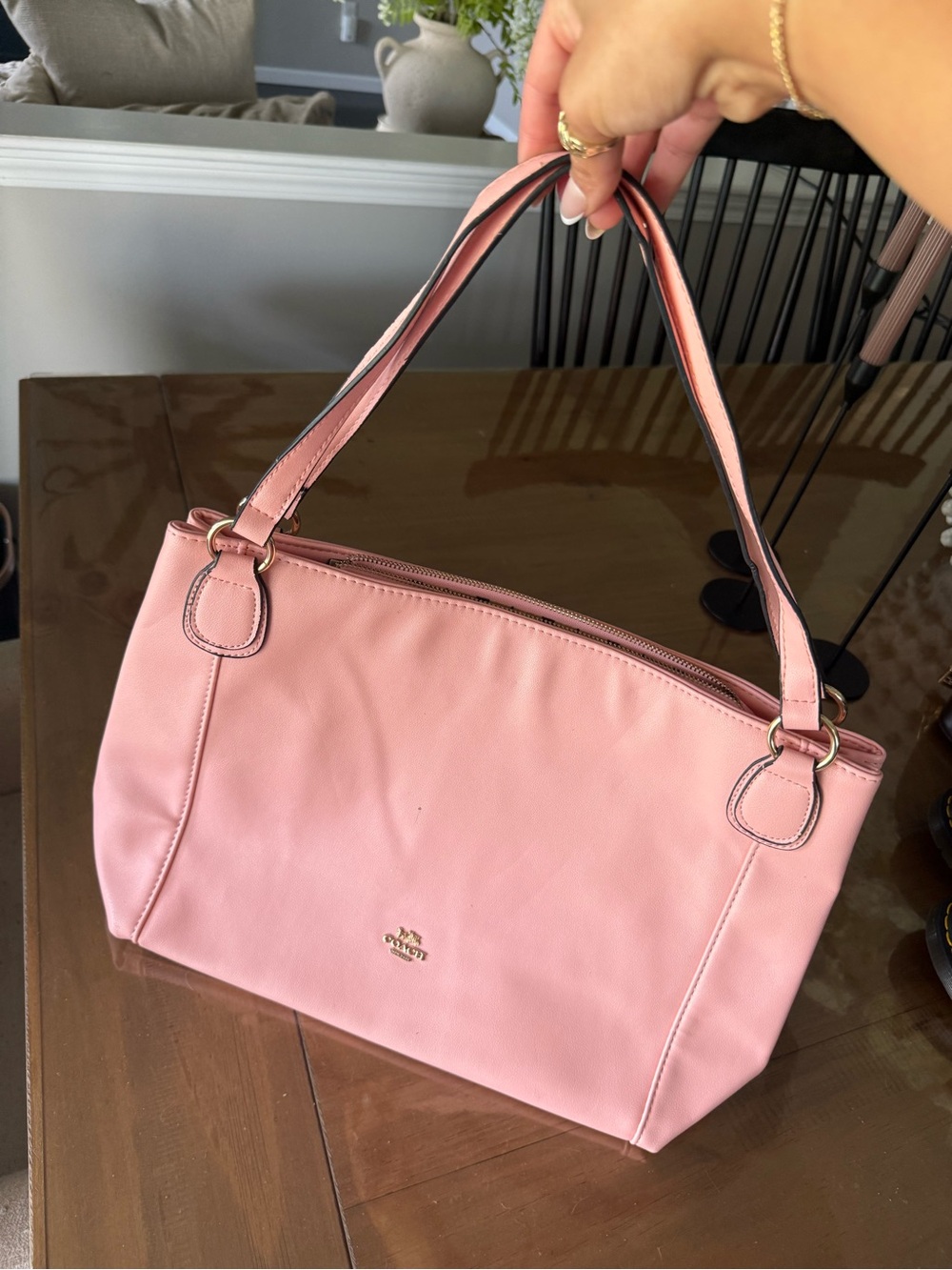 Coach Blush Pink Leather Shoulder Tote